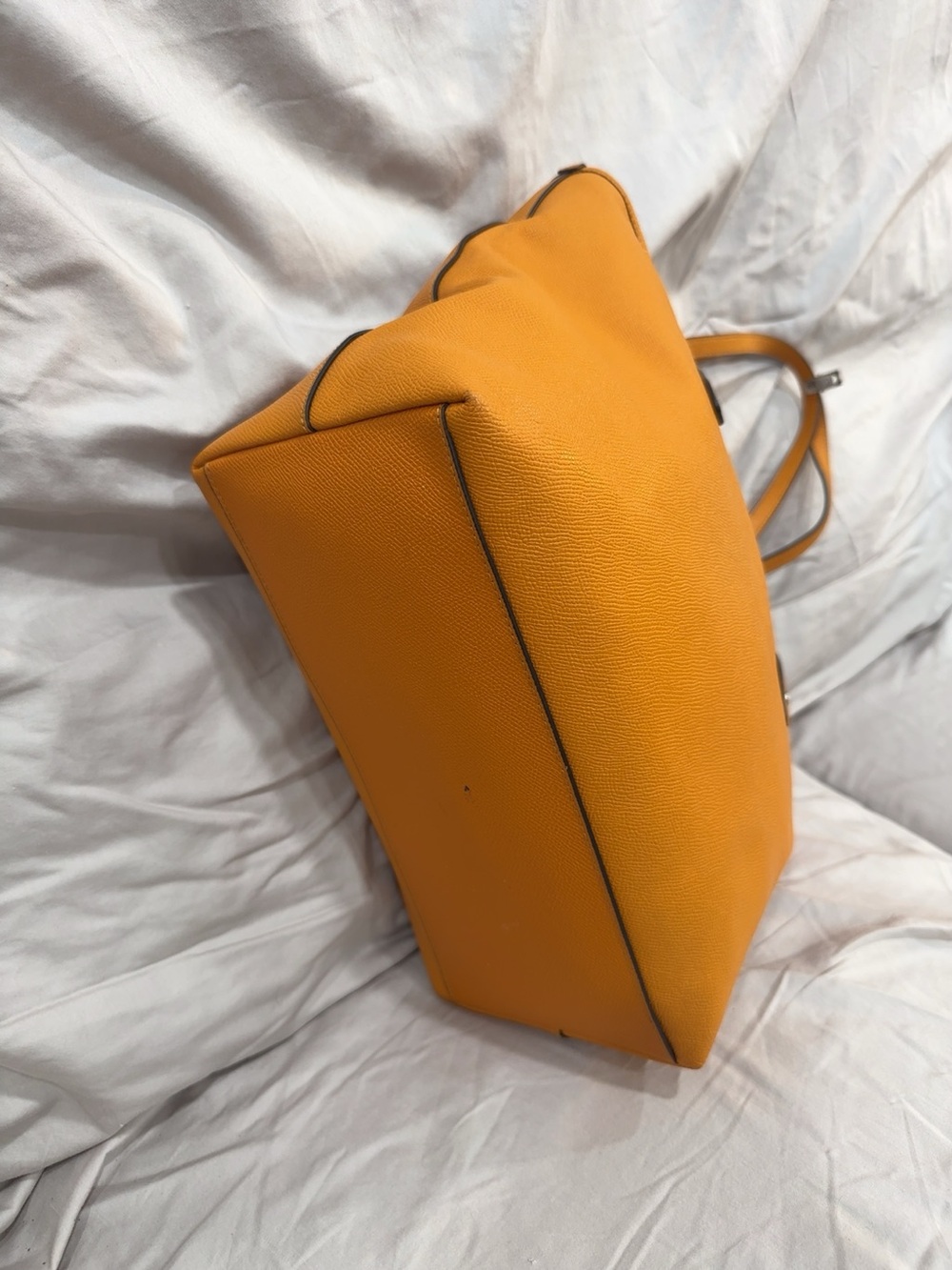 Coach Fall! Orange Pebble Leather Tote with Signature Tag - Picture 4 of 7